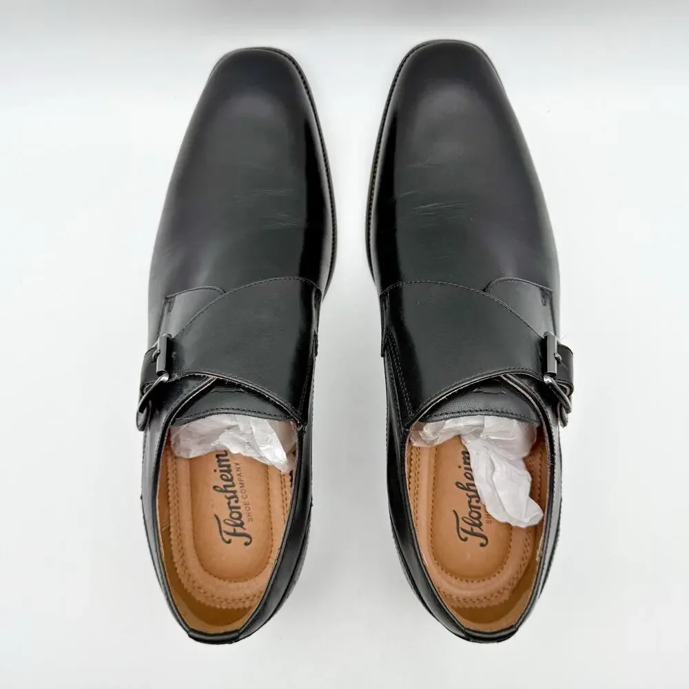 Florsheim Mens Sorrento Monk Strap Dress Shoes US 9.5 Wide Black Leather NIB